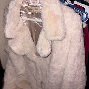 Indigo Saints Cream Faux Fur Coat